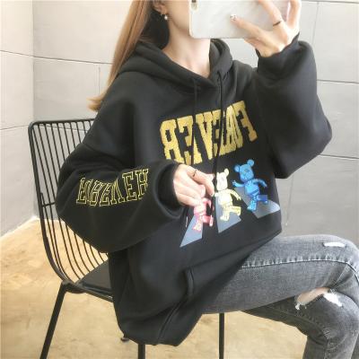 China DEM autumn and winter pattern cartoon women's hoodie street custom ultra size style Anti-wrinkle plus thick velvet women's hooded jacket for sale