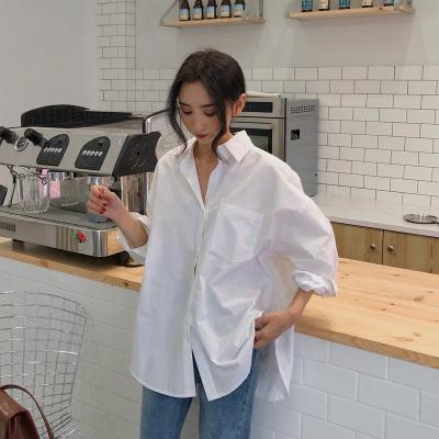 China 2021 Spring New Women's Long Sleeve Breathable Retro Hong Kong Style White Shirt Blouse for sale