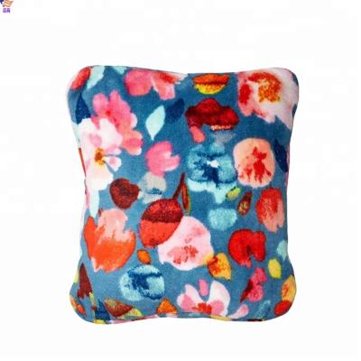 China Foldable Travel Anti-pilling Printed Coral Fleece Foldable Blanket In A Pillow for sale