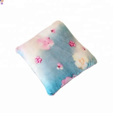 China Flower Printed Anti-pilling Plush Fleece Blanket Travel Pillow 2 In 1 Without Zipper for sale