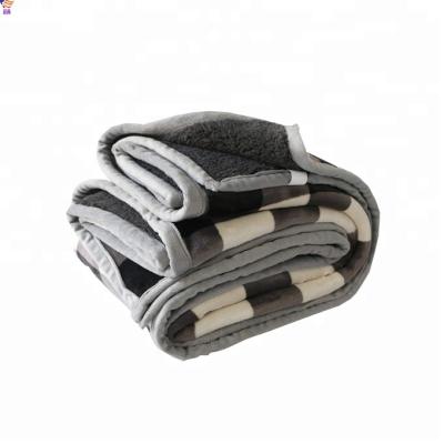 China Anti-pilling Thick Plaid Flannel Double Layer Fleece Leak Throw Blanket Factory Porcelain for sale