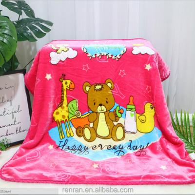 China Cartoon Design 100% Acrylic Faux Fur Mink Baby Blanket Anti-pilling for sale