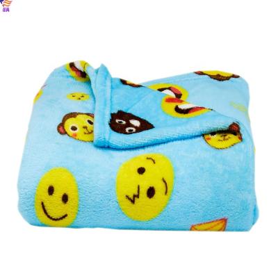 China Anti-pilling Fluffy Light Smile Printed Kids Flannel Fleece Throw Blanket for sale