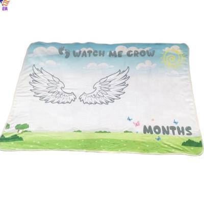 China Anti-pilling milestone soft newborn monthly blanket for baby for sale