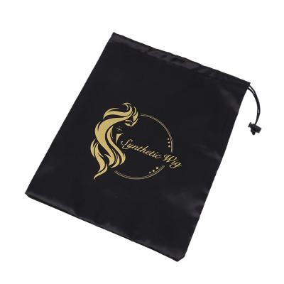 China Custom Soft-Loop Satin Drawstring Bag Logo Satin Wig Bags With Human Satin Hair Weave Gift Storage Package Bag for sale