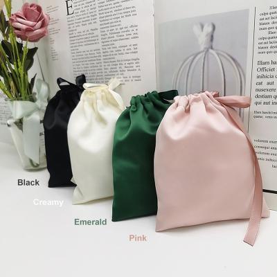 China Custom Satin Pouch Shopping Bag with Logo for Hair Clothes Shoes Jewelry Cosmetics Gift Satin Bag Packaging Wig Storage Silk Bag for sale