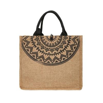 China Wholesale Custom Grocery Tote Bags Jute Logo Inner Lamination Eco Friendly Jute Burlap for sale