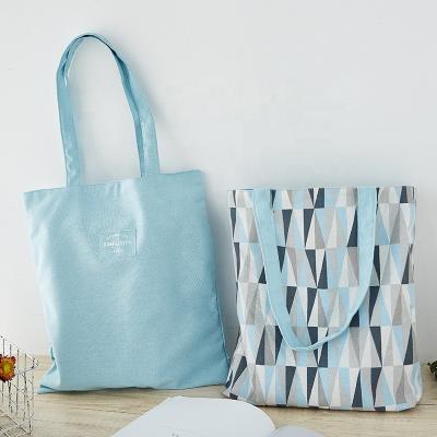 China Double Sided Canvas Tote Bags Reusable Cotton Linen Shopping Grocery Storage Handbags for sale