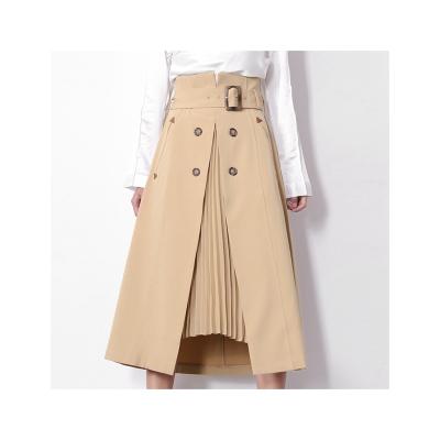 China Promotional Good Quality Mid Length Women's Retro High Waisted Fashion Breathable Belt Cross Belt Skirt for sale