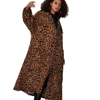 China News Design Winter Anti-wrinkle Long Fashion Anorak Coat Leopard Print Long Sleeve Top Women's Coat for sale