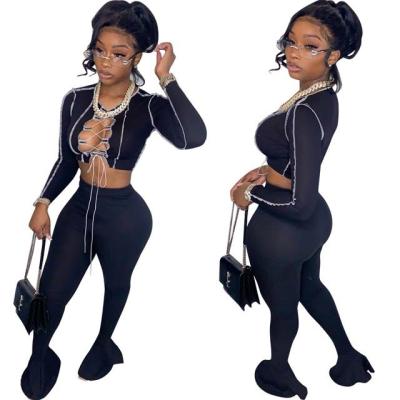 China Hot Selling Cheap Black QUICK DRY Polyester Jogger Set Loungewear Clothing Outfits Clothing Women Sets for sale