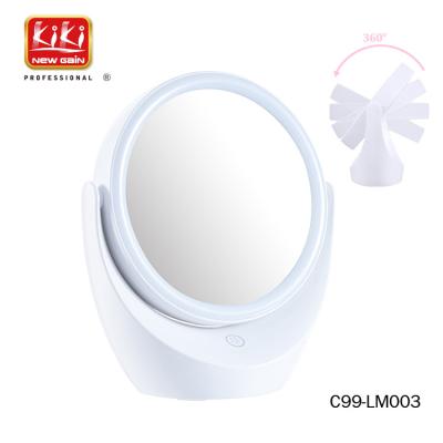 China KIKI NEWGAIN USB Rechargeable Vanity Mirror Lighted Makeup Desk Mirror with Led Lights for Daily Use for sale