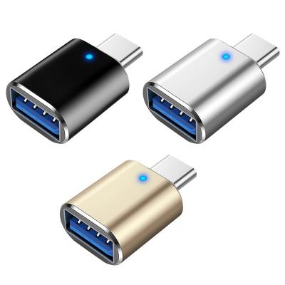 China Commercial Aluminum USB3.0 A Male To Type To C 3.1 USB-C OTG Female With LED Light Connector Adapter Converter for sale