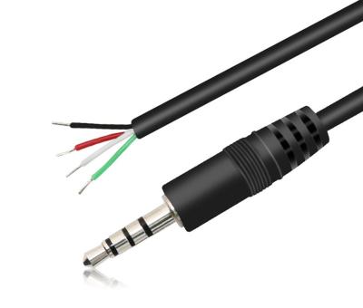 China Commercial AV cable 3.5mm 3 pole jack male to bare AUX audio cable. canister per open end wire for sale