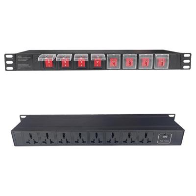 China Switch 19 Inch 1U 8 Sockets Universal Switched PDU With 8 Individual Switches, One SPD Surge Protector for sale