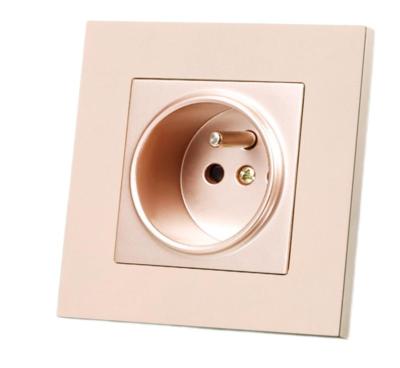 China Commercial Power 250V 16A Single Faceplate Wall Outlet French Outlet 86x86mm for sale