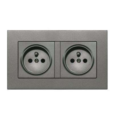 China 2 Strips French 16A 250V Power Faceplate Wall Socket Commercial Electrical Outlet for sale