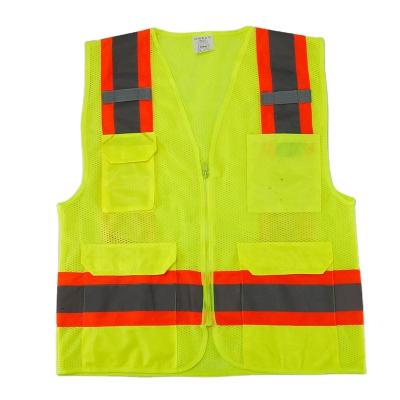 China Factory Reflective Zipper Front Reflective Safety Vest With High Quality Cheap Pockets for sale