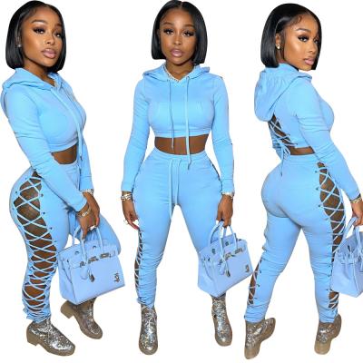 China Anti-pilling new design 2020 autumn casual off shoulder solid crop top leisure 2 pieces set women stacked pants set two piece set for sale