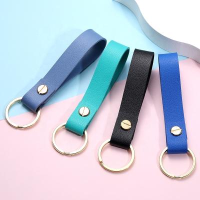 China Wholesale Cheap Custom Metal Fashion PU Leather Key Chain Mini Car Logo Personalized Blank Leather for sale