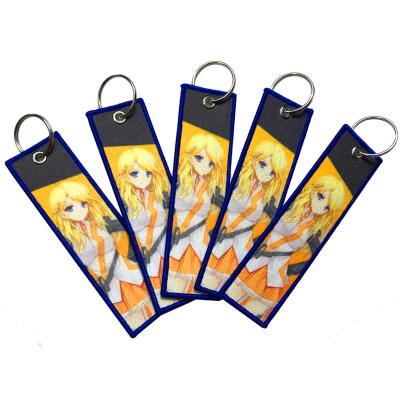 China Modern Cheap Custom Embroidered Key Chain Heat Transfer Printing Key Indicator Take Off Theft Sublimation Printing Key Chain for sale