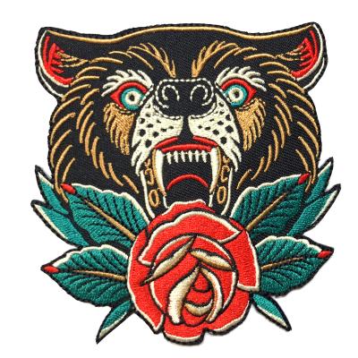 China Tiger Animal Logo 100% Service Handmade Custom Machine Embroidery Embroidered Patch With Iron On Badges Embroidery Patches for sale