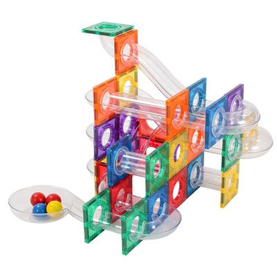 China Intellectual Development Marble Race Magnet Tiles Toys New Latest Fast Delivery Transparent Marble Race 100pcs DIY Race Magnet Tiles Toys Educational Toys Kids CPSC, CE, EN71, ASTM for sale