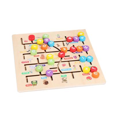 China Educational DIY Toys Hot Selling Educational Toys Maze Colorful 26 Letters Alphabet Board Puzzle Learning Wooden Montessori Funny Toys For Children for sale