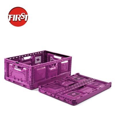 China Virgin material reusable vegetable foldable plastic crates fruit shopping basket plastic collapsible crate for sale