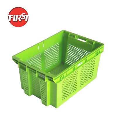 China 620*415*315mm Meat Crate Harvest Bins Eco-friendly Vegetable Stackable Mesh Box Plastic Storage Turnover Crate for sale