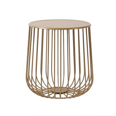 China Modern Light Luxury Steel Wire Indoor Coffee Table Metal Cage Side Table For Living Room Simple Pumpkin Tea Table for sale