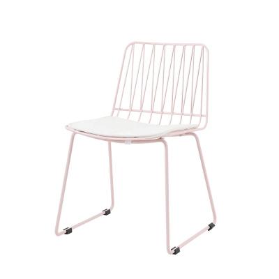 China Modern Minimalist Kid Child Outdoor Furniture Dining Cushion Chair Set Leather Wire Mesh Metal Dining Chair for sale