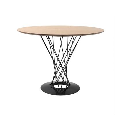 China New Modern Nordic Luxury Round Dining Table Dining Furniture Wood Veneer Legs Steel Dining Table for sale