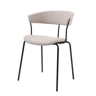 China Original 2022 New Design Colorful Fabric Dining Chair With Metal Iron Legs Upholstery Seat And Cafe Back Chair for sale