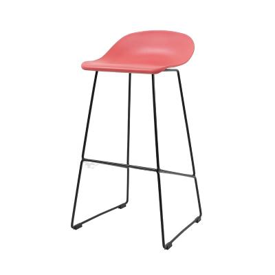 China Colorful Plastic Metal Base Industrial Bar Cafe Seat Industrial Modern Restaurant High Bar Stool for sale