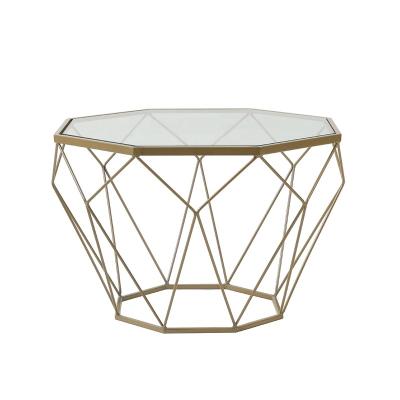 China Luxury Frame Diamond Type Stainless Steel Glass Top Coffee Table Center Table For Living Room Used for sale