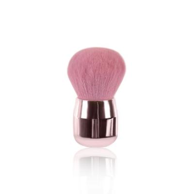 China Angular Blush 2021 Style Popular Simple Short Handle Pink Flat Round Basic Brush For Beauty Kabuki Cosmetic Brushes for sale