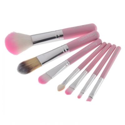 China Angular Blush Professional Portable Pink Kitty 7PCS Makeup Brush Set For Liquid Foundation for sale