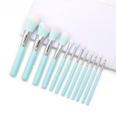 China Designer Comfortable Cosmetic Bags 2021 Popular Blue Professional 12PCS Private Label Makeup Brush Set for sale