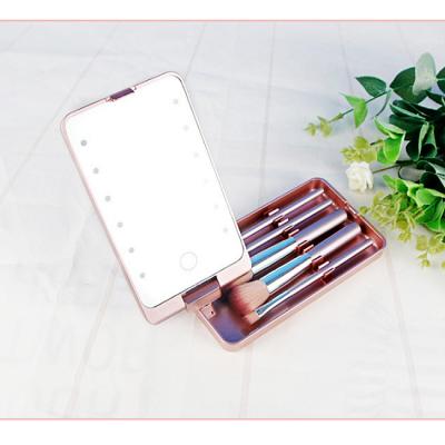 China Lighted Make Up Mirror Simple Custom Style Girl's Gift LED Handheld Makeup Mirror With LED Light for sale