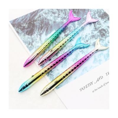 China Pen Creative Stationery Promotional Cartoon Mermaid Shape Pen Gradient Color Colorful Fish Tail Gift Pen for sale