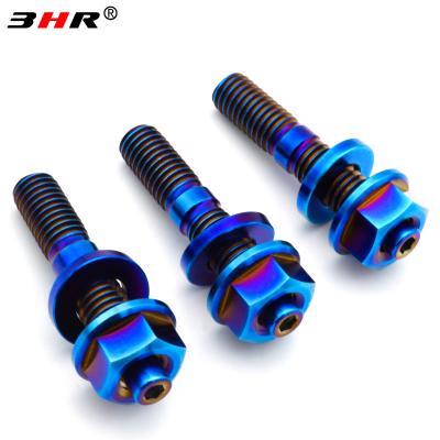 China Gr.5 Titanium Alloy 10.9 Grade Blue Color Gr.5 Titanium Alloy Ti-6Al-4V Exhaust Intake Manifold Studs With Gasket And Hex Flange Nuts for sale