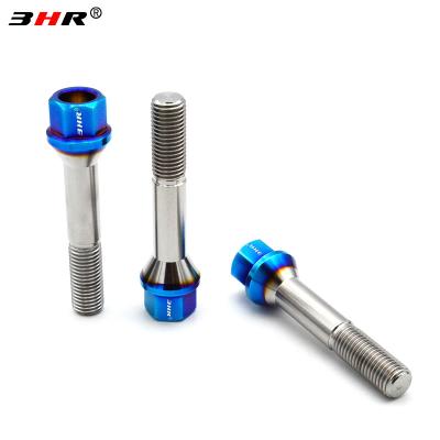 China Gr.5 Titanium Alloy High Performance 10.9 Grade Burnt Color Blue 17mm Hex 60 Degree Cone Seat Gr.5 Titanium Alloy Ti-6Al-4V Lug Bolts M12x1. 25x60mm for sale