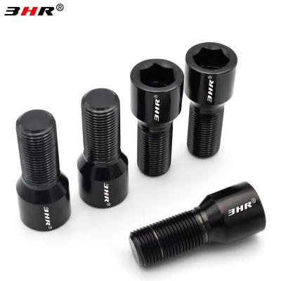 China Gr.5 Titanium Alloy 3HR 60 Black Color 10.9 Grade Hex Grip 60 Degree Cone Seat Gr.5 Titanium Alloy Ti-6Al-4V Auto Wheel Lug Bolts M12x1 .25x28mm for sale