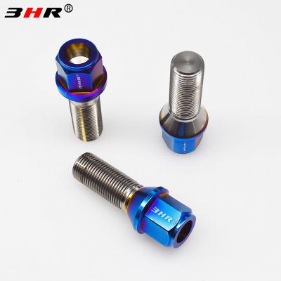 China Gr.5 Titanium Alloy Burnt Color 10.9 Grade Light Weight 17mm Hex Cone Seat Gr.5 Titanium Ti-6Al-4V Ti-6Al-4V Auto Wheel Lug Bolts M12x1.5mm for sale