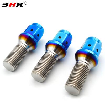 China Gr.5 Titanium Alloy Burnt Blue Color 10.9 Grade Drilled 17mm Hex 60 Degree Cone Seat Gr.5 Titanium Alloy Ti-6Al-4V Auto Hook Bolts M14x1. 5x28mm for sale