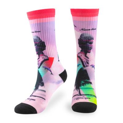 China Antibacterial Custom Printing Skate Sports Fashion Character Design Digital Printed Socks for sale