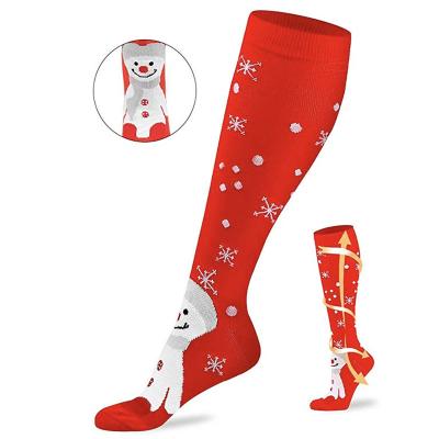 China Custom Knitted Fashion Antibacterial 20-30 mmHg Unisex High Knee Compression Socks Christmas Mens for sale