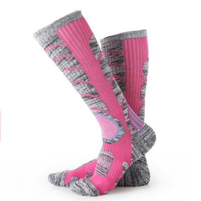 China Antibacterial Customize Outdoor Sports Terry Cushion Heated Ski Girls Thick Warm Knee High Thermal Socks For Winter for sale