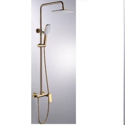 China With Simple Slide Bar Installation Brass Square Sprinklers Rain Shower Faucet Set For Bathroom for sale